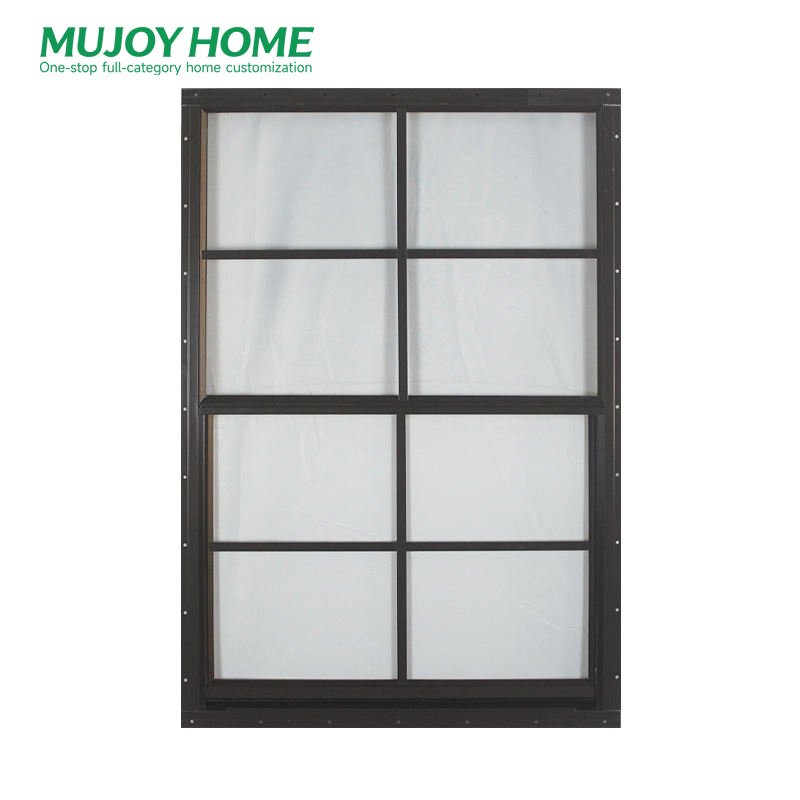 Single Hung Window with Double Glazed in Grills and Screen Mesh for Apartment and Villas