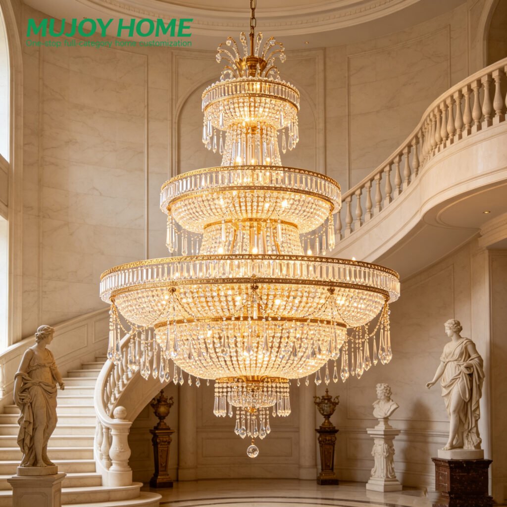 Customize Modern LED Lighting 3 Rings Hanging Crystal Chandelier Pendant Light