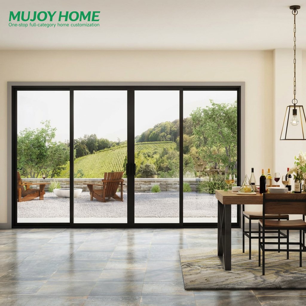 Slim Frame Sliding Glass Door Invisible Track Modern Aluminum Sliding Door for Villa Home