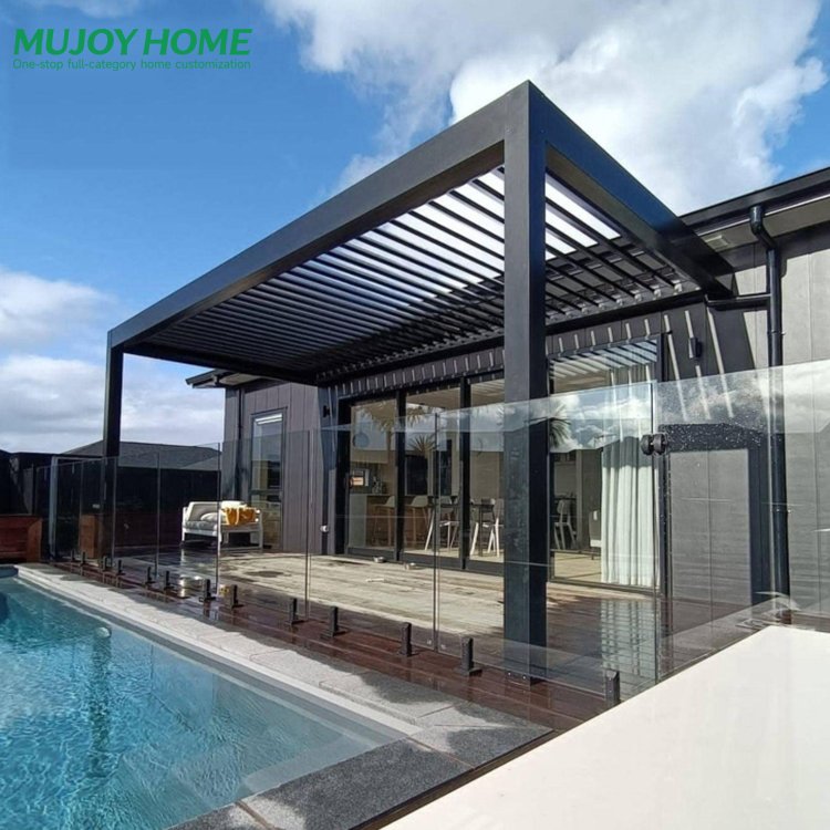 Pavilion Outdoor Courtyard Aluminum Alloy Rain Canopy Electric Leisure