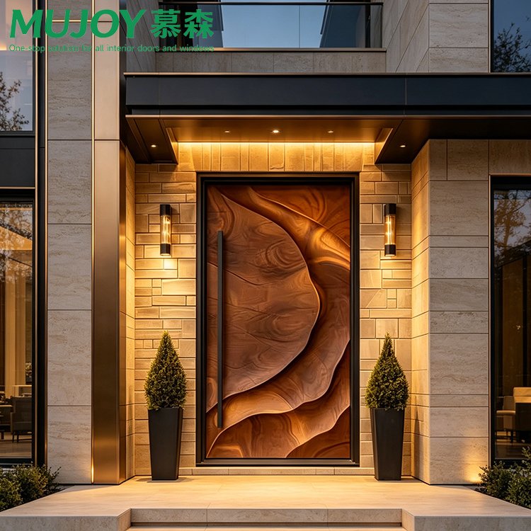 Luxury Entry Security Doors Custom Aluminum Entry Doors with Smart Lock for Villas