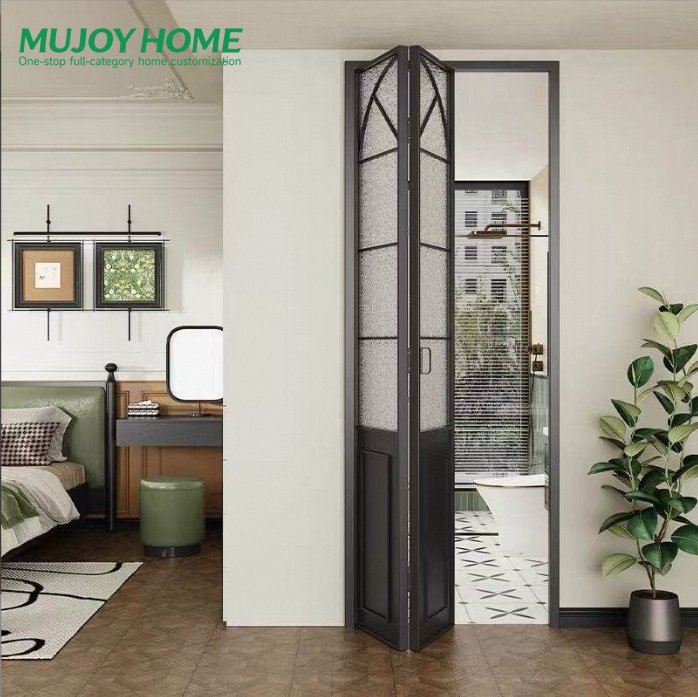 Thermal Break Aluminum Bifold Sliding Door Folding Design Full Opening Patio Living Room