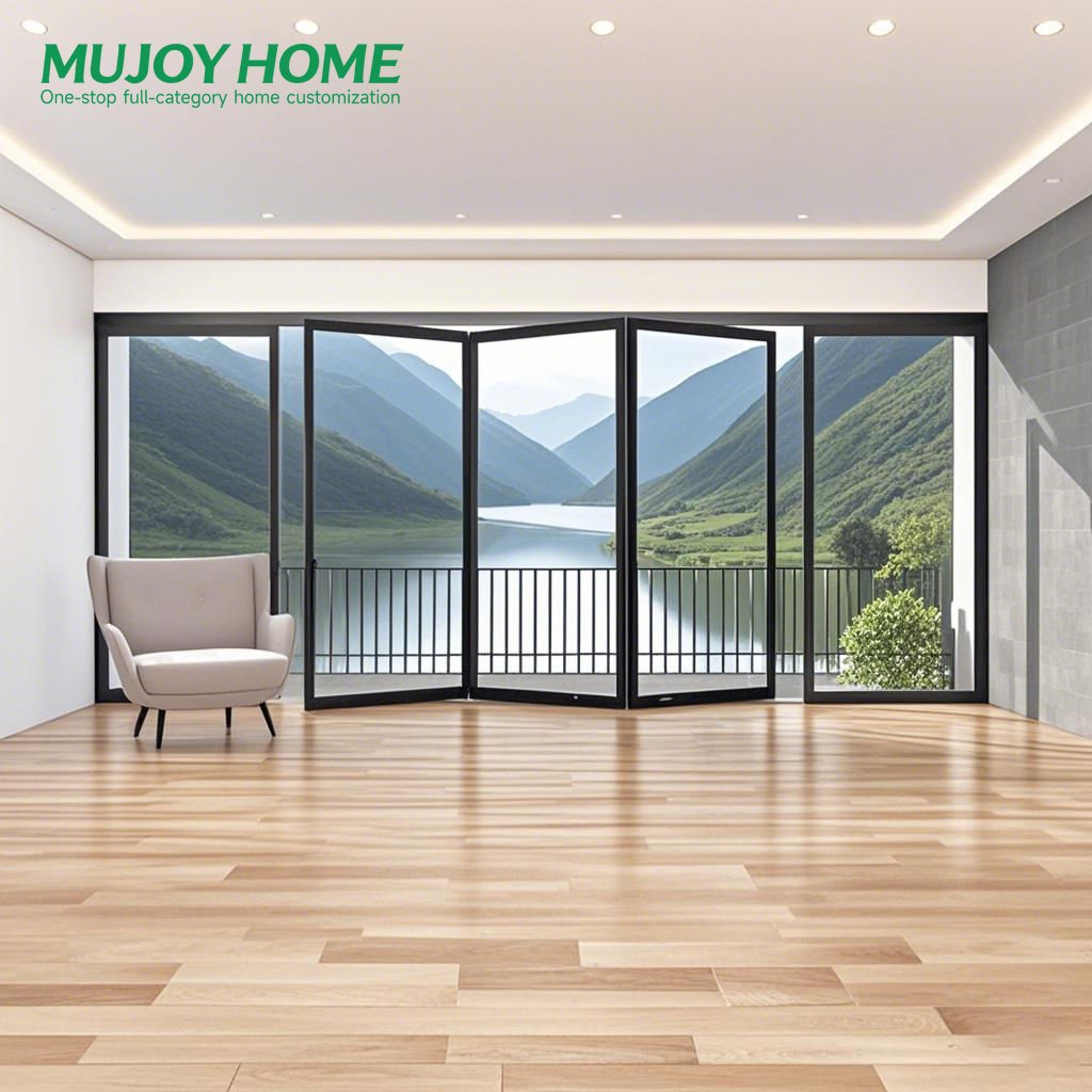 Modern Design Aluminum Bi-Folding Door Foldable Glass Sliding Patio Bifold Accordion Door