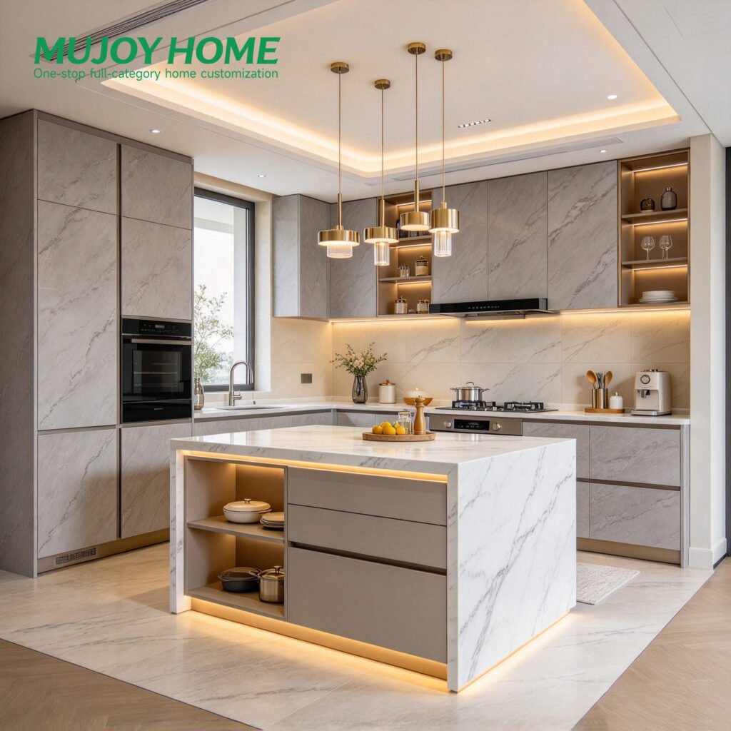 Modern Matte Lacquer Kitchen Cabinets Customizable Kitchen Islands Storage Cabinets