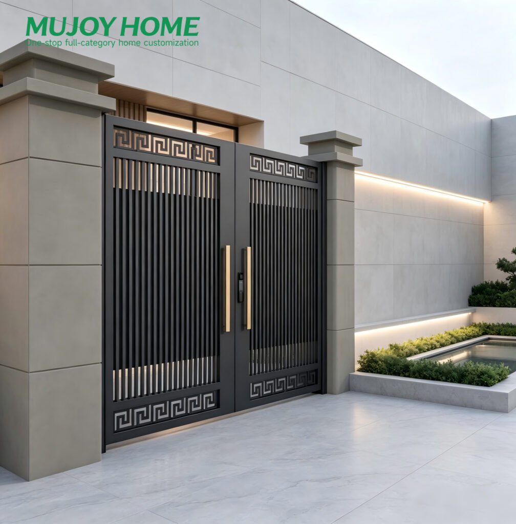 Waterproof Finished Aluminum Alloy Art Courtyard Door for Farmhouse and Villa Outdoor