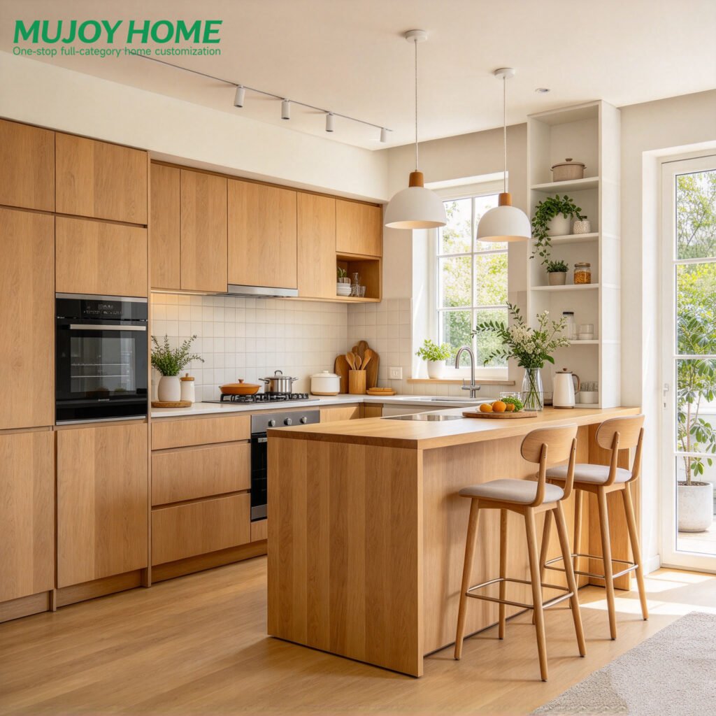 Factory Direct Custom Traditional American Solid Wood Modular Kitchen Cabinets with Island