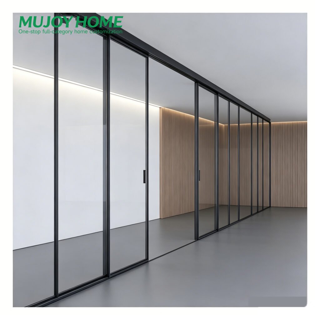 Sliding Glass Door Double Glazing Tempered Glass Water Resistant for Supermarket Kitchen