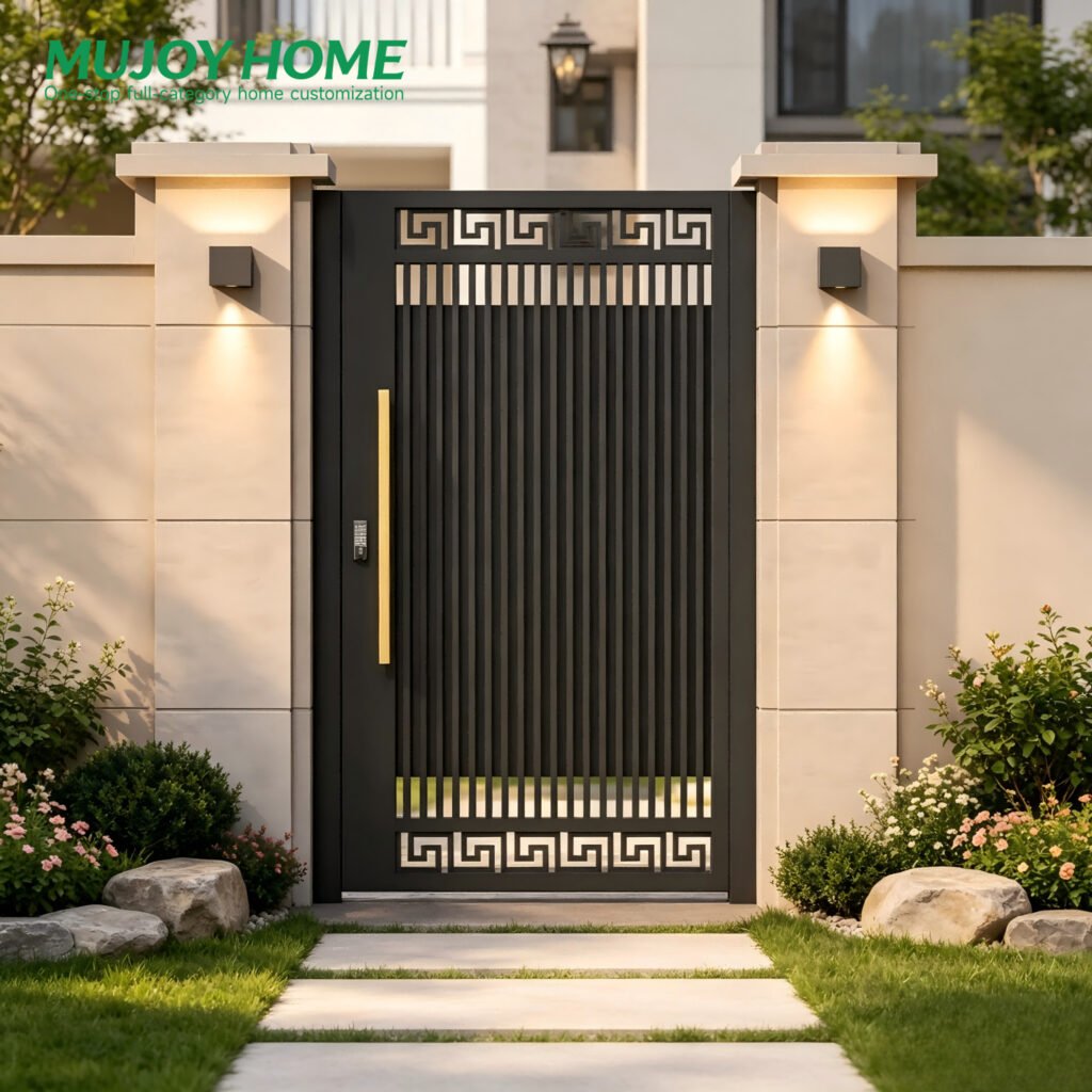 Electric Aluminum Alloy Minimalist Courtyard Gate Outdoor Villa Gate Garden Entry Door