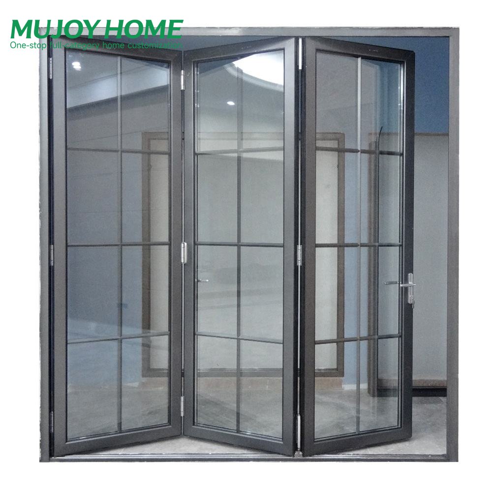 Folding Aluminum Bi-fold Doors Customize Size Livingroom Folding Glass Patio Doors