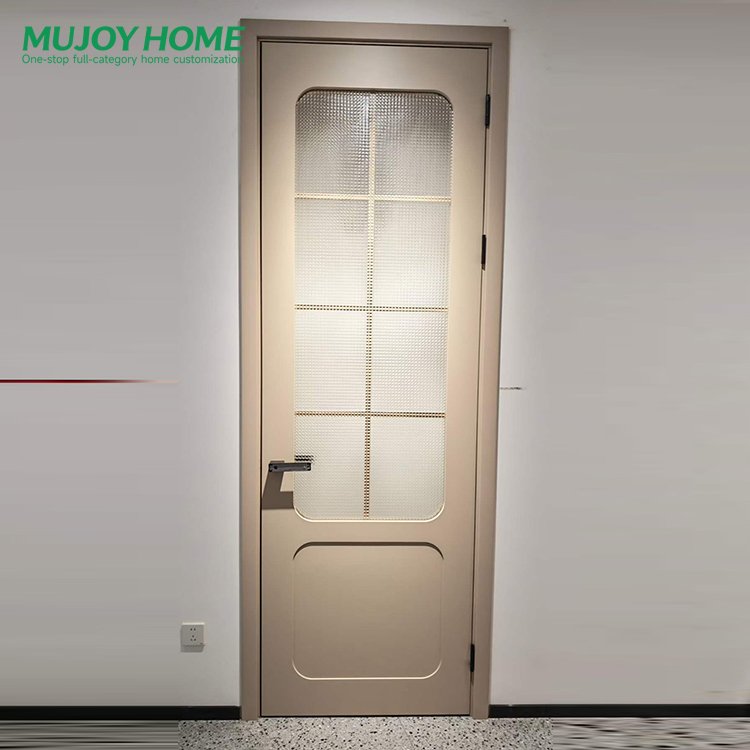 Interior Modern Design Solid Core Walnut Veneer Laminated Mdf Wood Door with Metal Strips