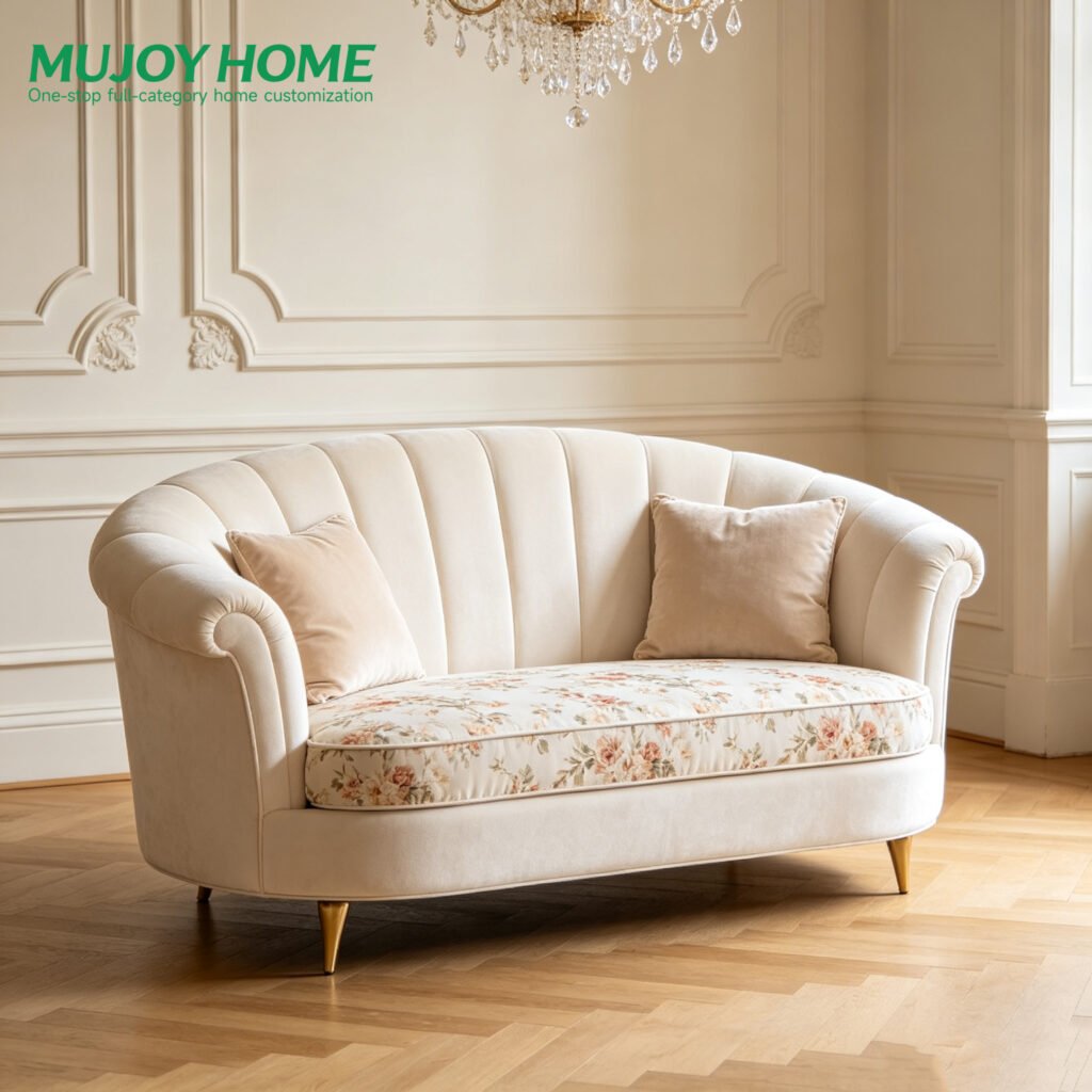 Popular Modern Modular Sectional Sofa Set Cream Velvet Soft Living Room Villa Furniture