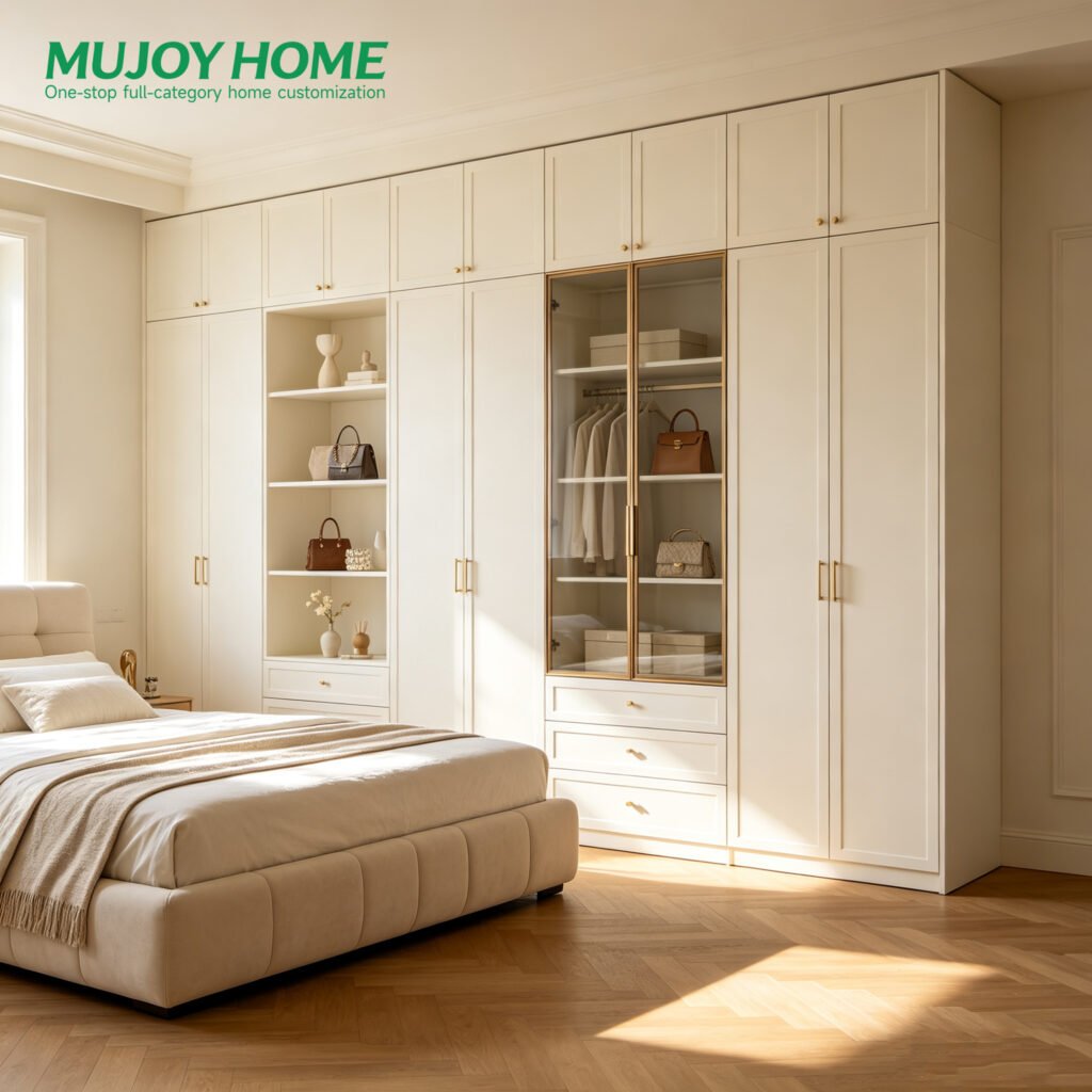 Customizable Hinged Wardrobe with Drawers and Hanging Space for Bedroom Closet