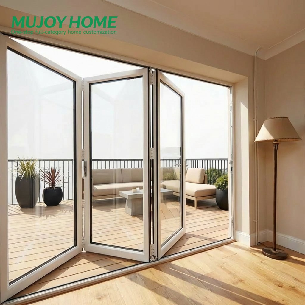 NFRC Hurricane Impact Outdoor Bifold Aluminum Glass Folding Double Glazed Patio Doors