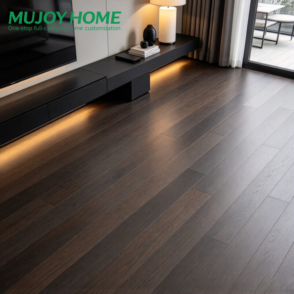 Solid Wood Teak Oak Floor Underfloor Heating Modern French Design Click Installation Smooth