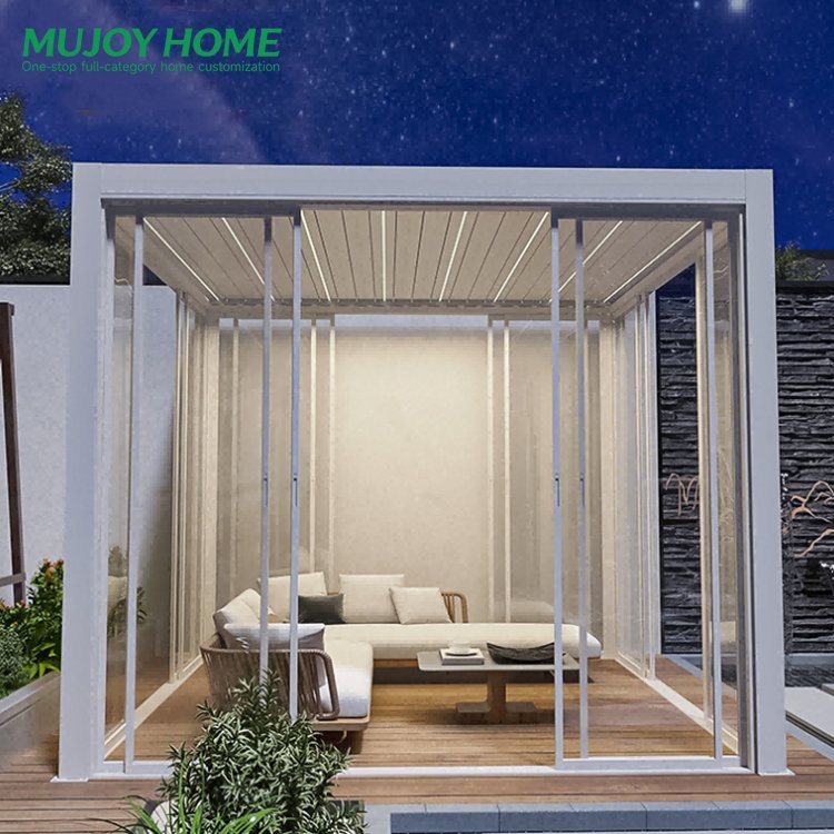 Expandable Commercial Pergola Pavilion with Retractable Roof for Villa