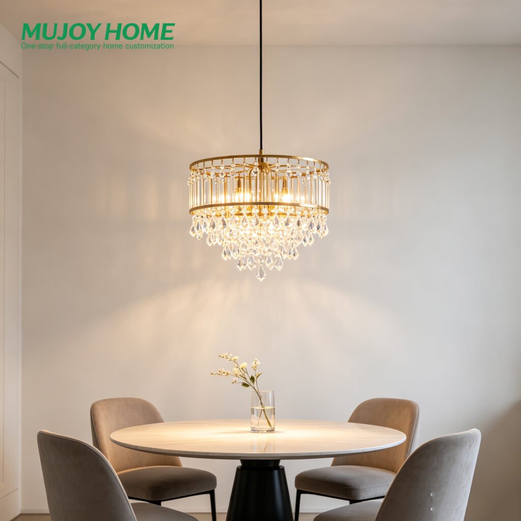 Bulb Dining Room Ceiling Chandelier Crystal Pendant Lighting for Kitchen Island