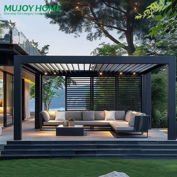 Backyard Aluminum Adjustable Louvered Pergola-Waterproof & Windproof