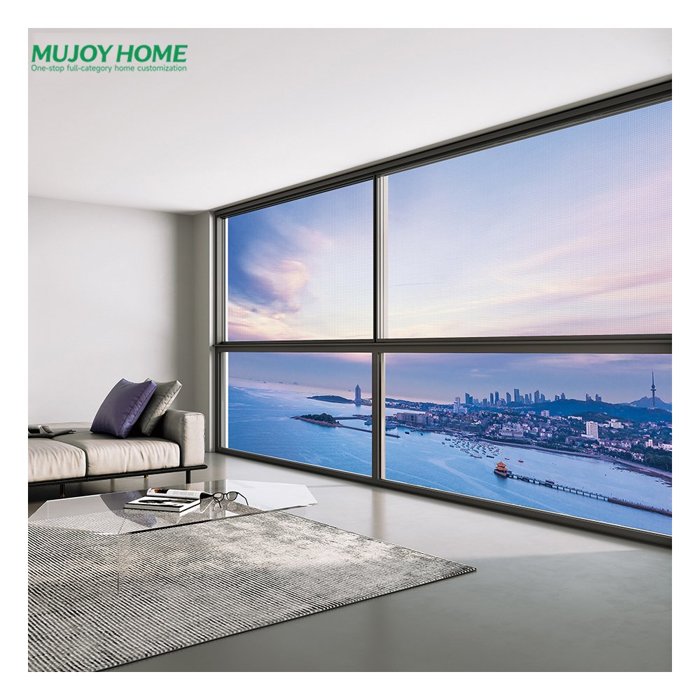 Slim Frame Thermal Break Aluminum Horizontal Sliding Window Double Tempered Glass Panoramic138