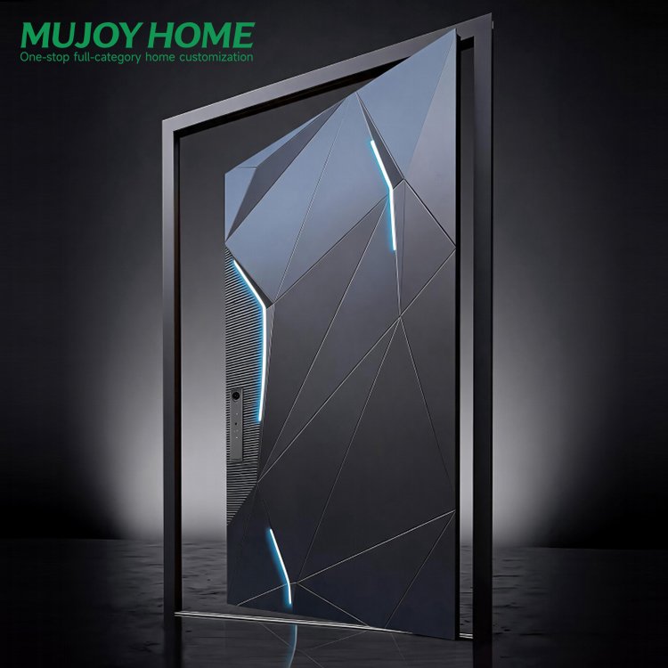 Fatory Off-Axis Entrance Door Exquisitely Carved Cast Aluminum Door