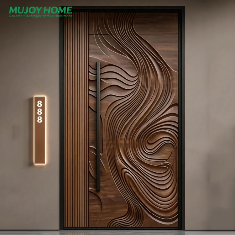 Heavy Duty T-shaped Silent Structure Entrance Door With Professional Design for House Use